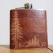Mountain Man Leather Flask - Personalized initials, Red Wood Tree -  brown leather, wedding hip flasks
