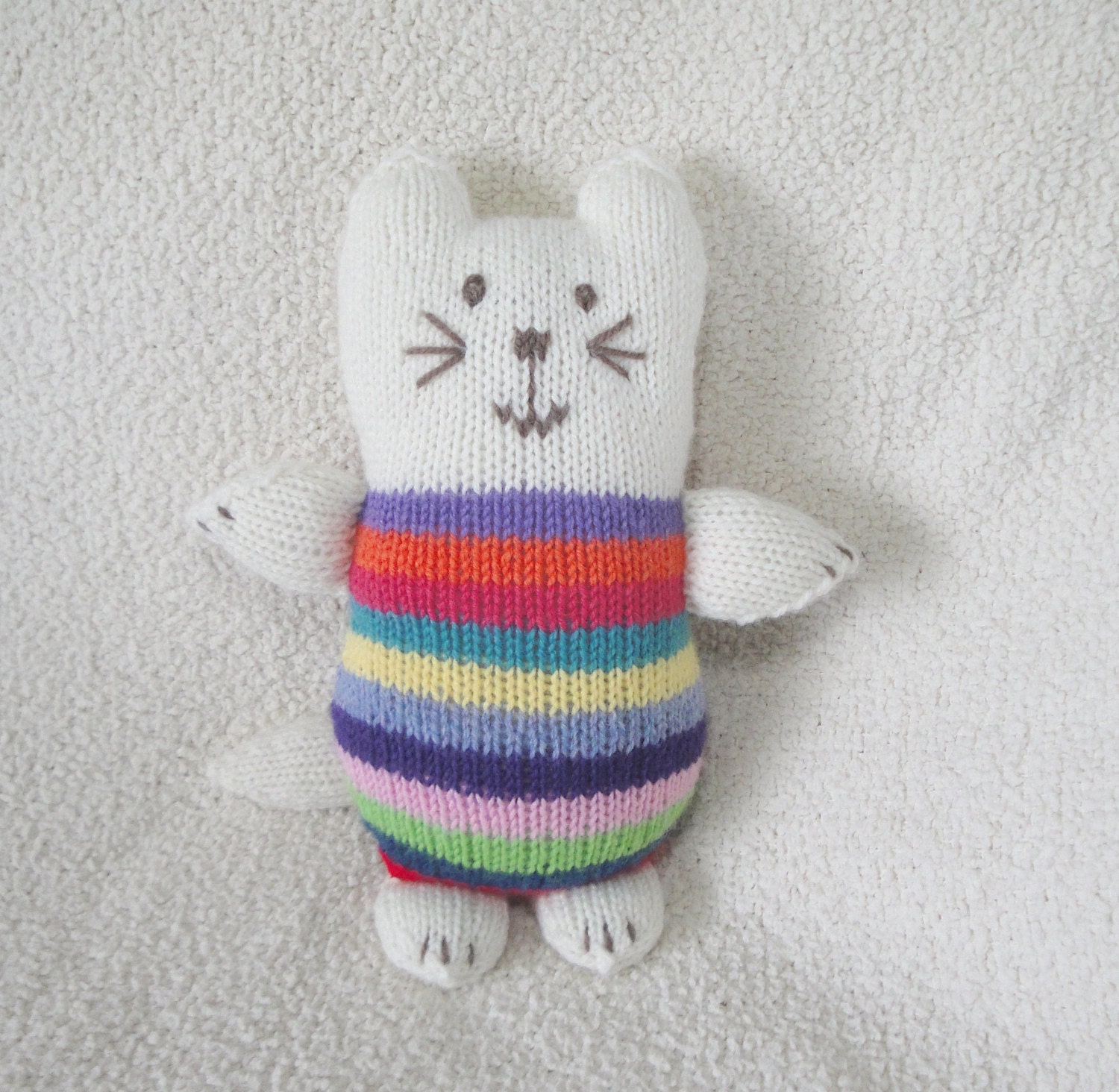 Hand Knit Kitty Doll, Plush Waldorf Toy, Kitten Cat, Soft Cuddly Huggable
