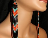 Native American Beautiful Turquoise and Black Shoulder Dusters Super Long