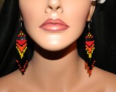 Native American Beautiful "Kachina" Dangle Beaded Earrings