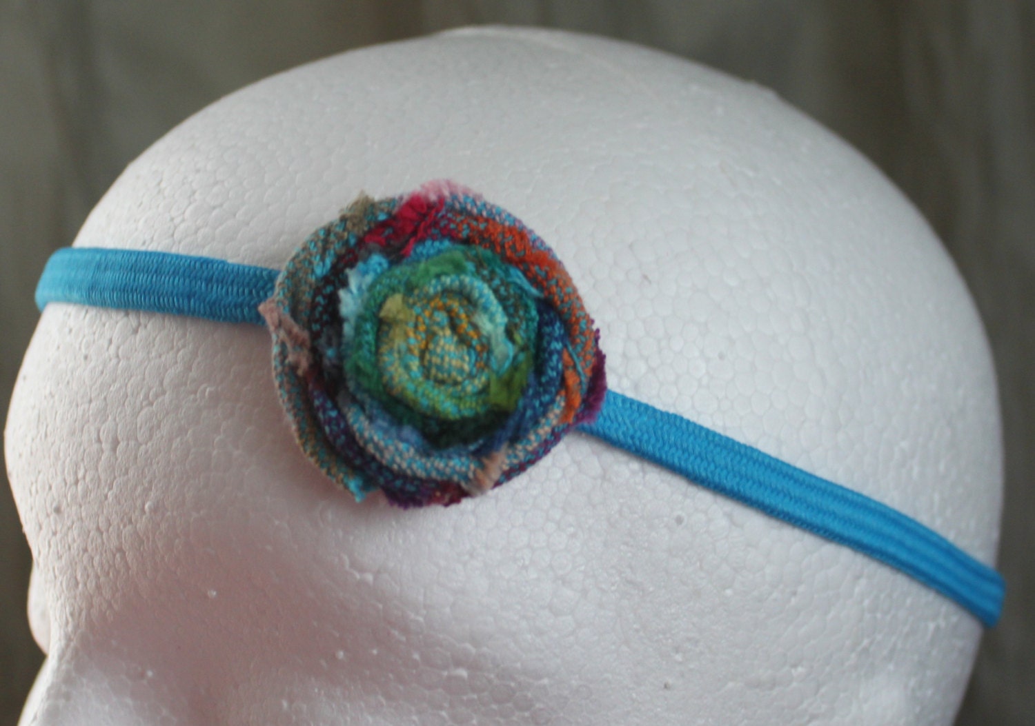 Children's Wrap Scrap Headband, Made from Upcycled Girasol Amitola Blue Weft