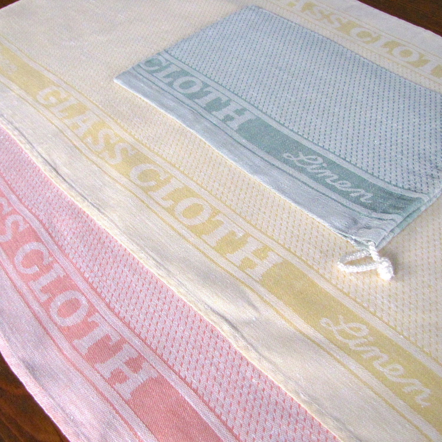 Vintage Linen Towels Two Kitchen Dish Glass Cloth Citrus Colors