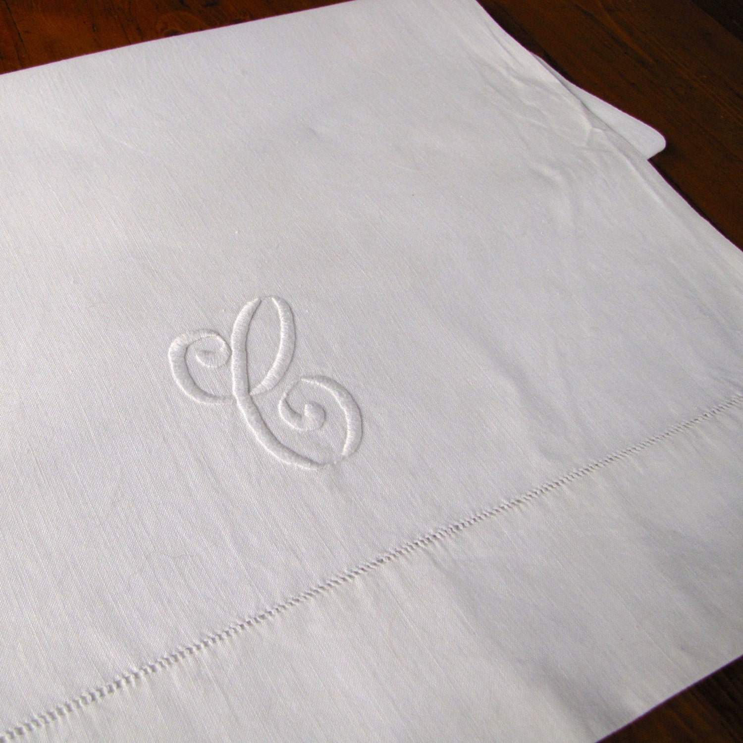 Vintage Linen Runner Monogram C Very Long