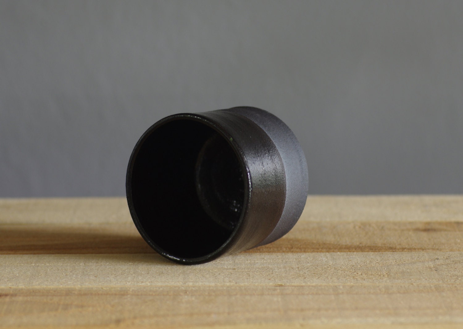 MTO small black canister . black stoneware corked container . salt cellar modern pottery