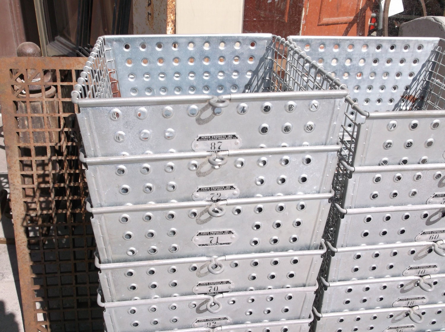 PAIR of Midcentury Wire Locker Baskets By Penco - Vintage Home Decor - Industrial Decor
