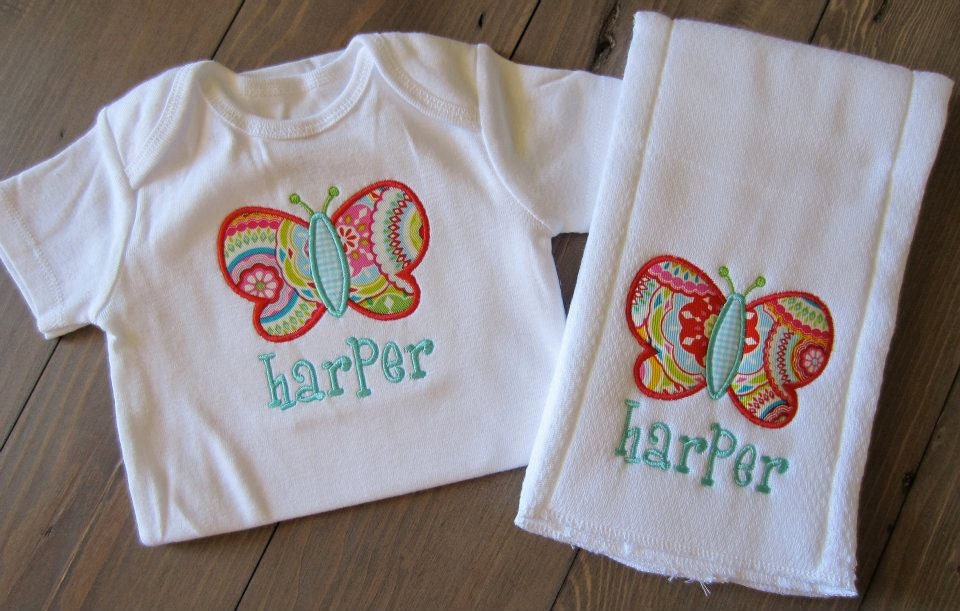 Butterfly Onesie & Burp Cloth
