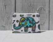 Zipper pouch, paisley elephant