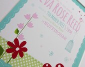 Beautiful Woodland Themed New Baby Print.