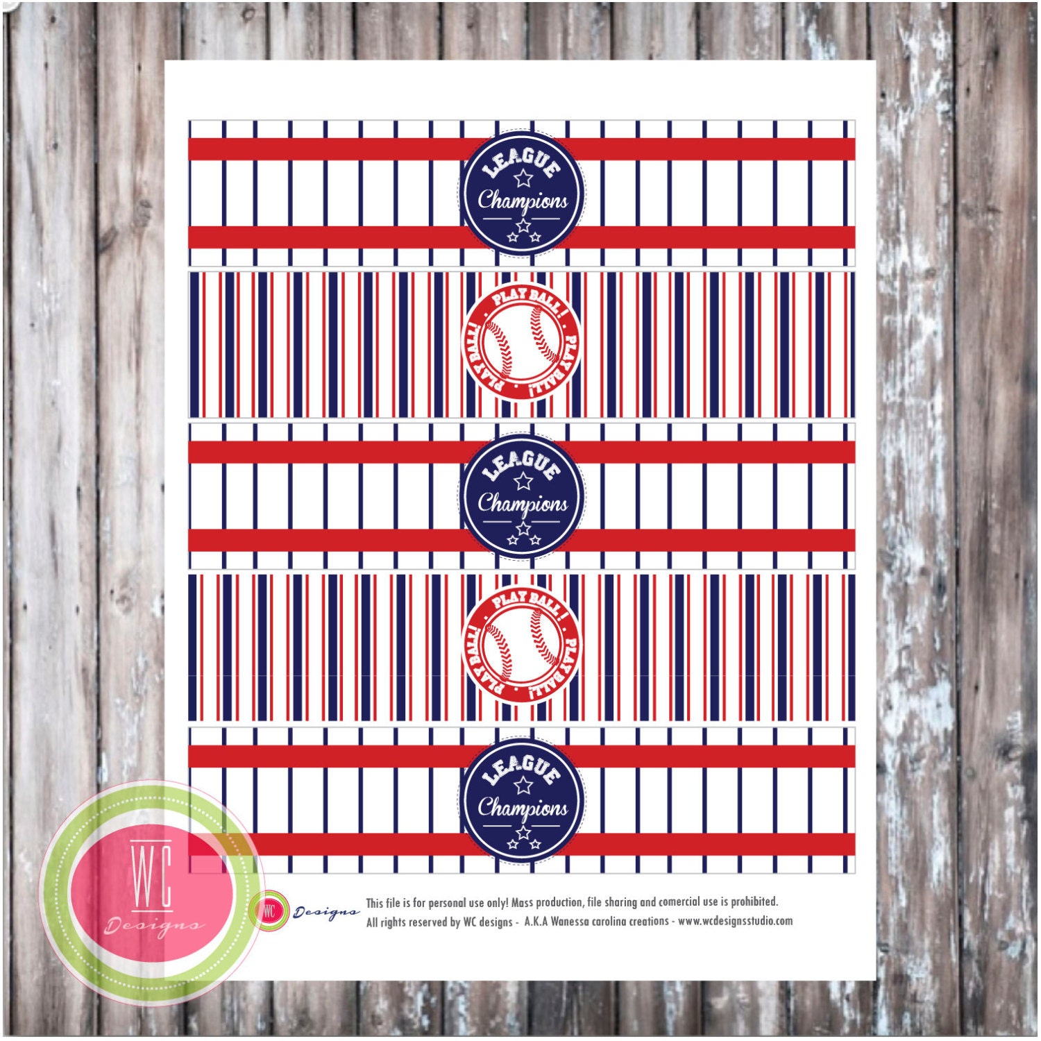 BASEBALL Drink Labels - BASEBALL Drink Wraps - Instant Download - Designs by WC Designs Il_570xn