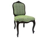 FREE SHIPPING French Victorian Parlor Side Chair Green Trellis Geometric Walnut Vintage Upholstered Modern Shabby Chic Hollywood