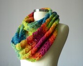 Crochet Cowl Scarf Neck Warmer green orange blue fuchsia, winter fall women accessories, mohair chunky infinity cowl