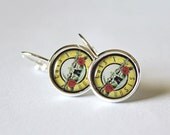 Guns N Roses Earrings, Epoxy Dome Dangle Earrings, Axel Rose Silver Plated Earrings, Guns and Roses Earrings Rock Band Jewelry
