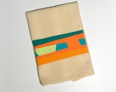 Kitchen Towel, Teal Dish Towel, Waffle Weave Hand Towel, Orange, Teal