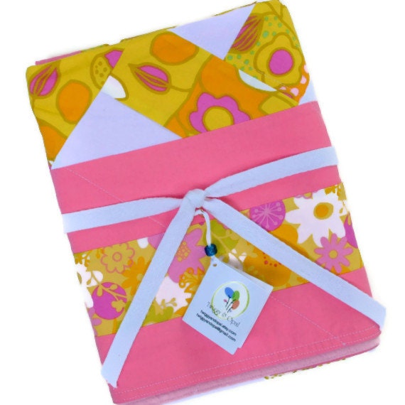 Pink Baby Quilt, Baby Blanket, Chevron, Baby Bedding