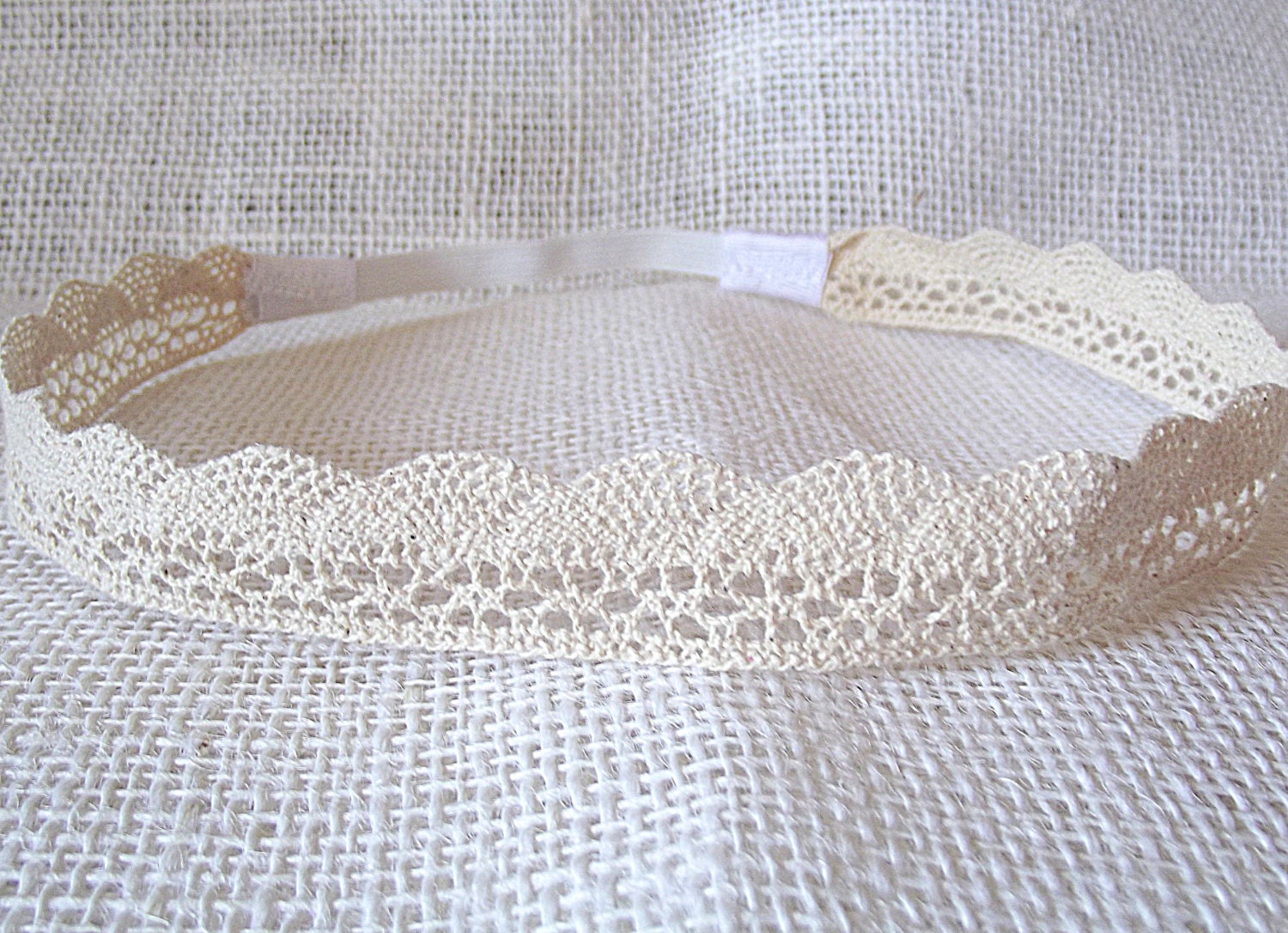 Crochet Headband, Stretchy Headband, Cream Headband