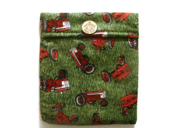 Microwave Potato Bag - Tortilla Warmer- Tractors- Red and Green