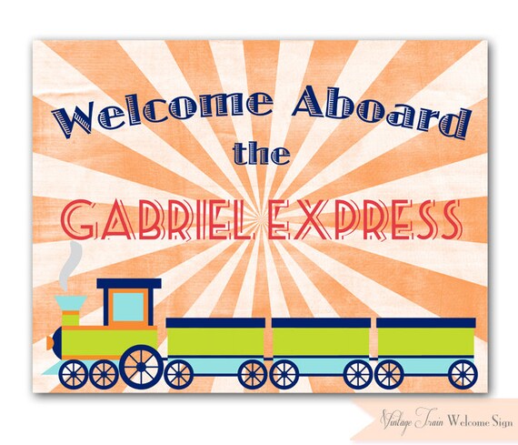 Train Birthday Party - Printable Welcome Sign. DIY Print Yourself Vintage Train Door Sign. Il_570xn