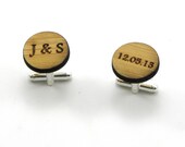Custom Cufflinks - Couple's Initials - Wedding Date - Personalized