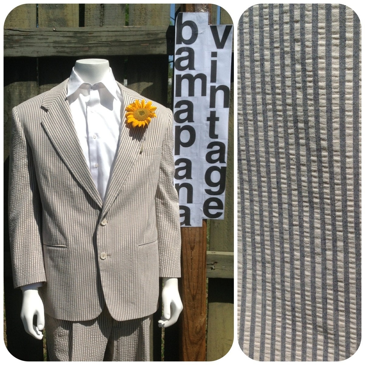 VINTAGE mens preppy SEERSUCKER suit - american made - imported fabric - wedding suit - ivy league - preppy