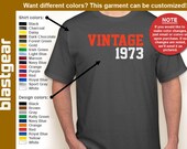 VINTAGE 1973 (or any year you'd like) 40th Birthday T-shirt -- Any color/Any size choice - Adult S through 5XL, Youth XS through XL