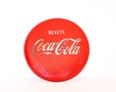 Vintage coca cola round sign - Italian metal button sign