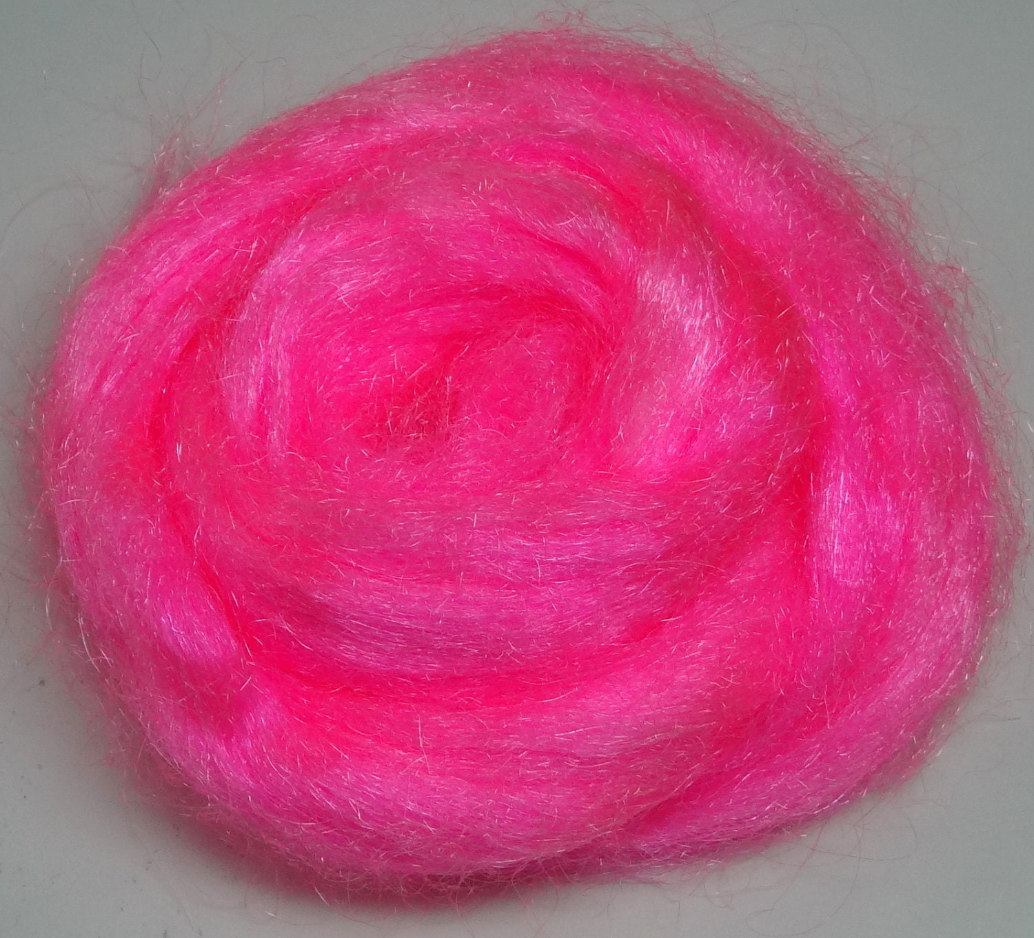 Hand Dyed Firestar "Hot Pink" Sparkle and Shine Fiber Add In