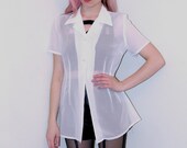 Sheer White Chiffon Shirt w/Structured Pintucks