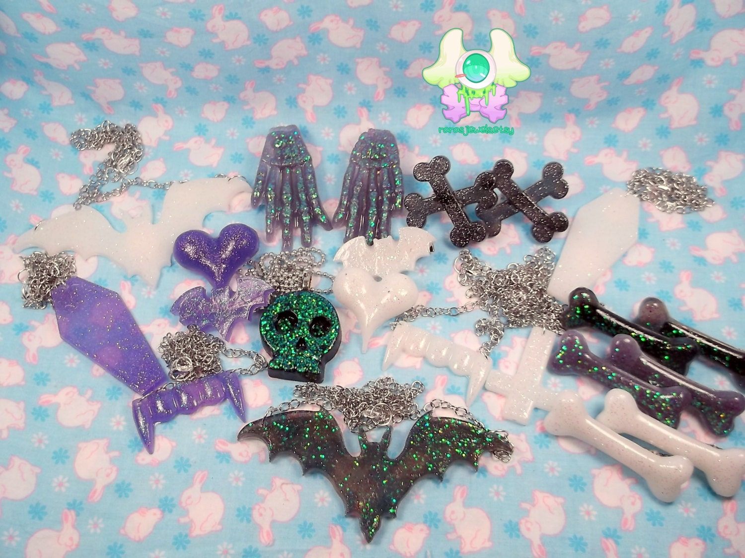 Small Pastel Goth Lucky Pack - Includes necklaces, hair clips, rings, and more