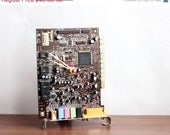 ON SALE Desk clock - Recycled sound card clock - black circuit board cl7785