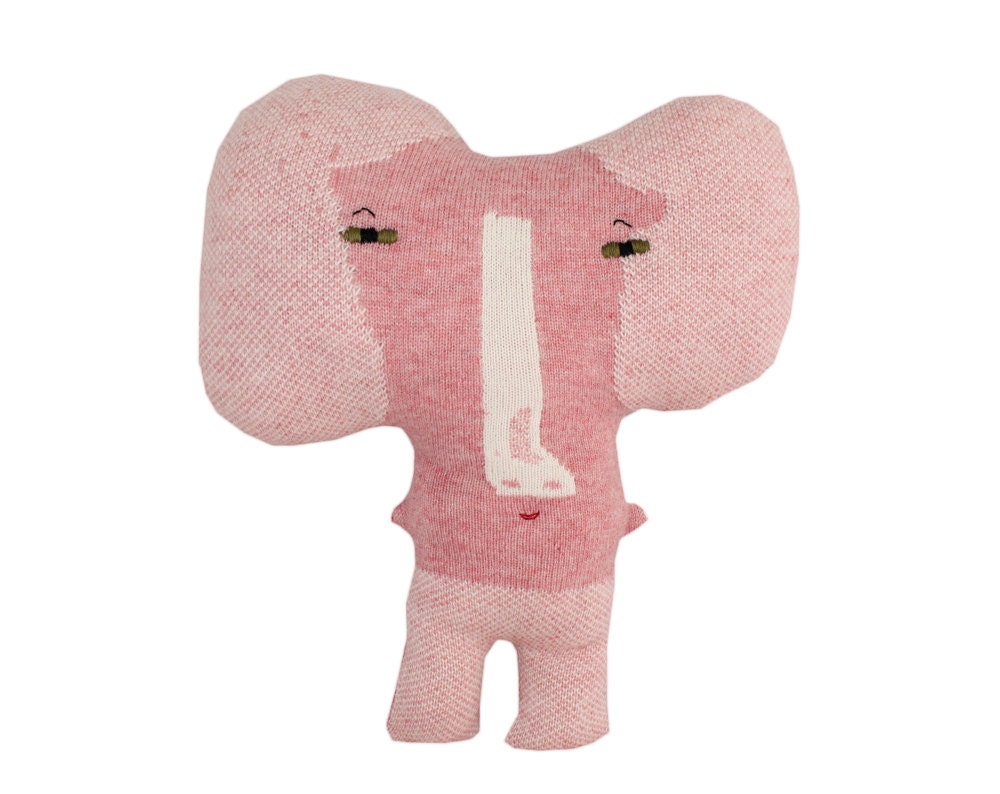 Ellie the Elephant - soft knitted toy, gpink