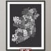 Ireland Eire County Text map, Art Print 12x16 inch (245)
