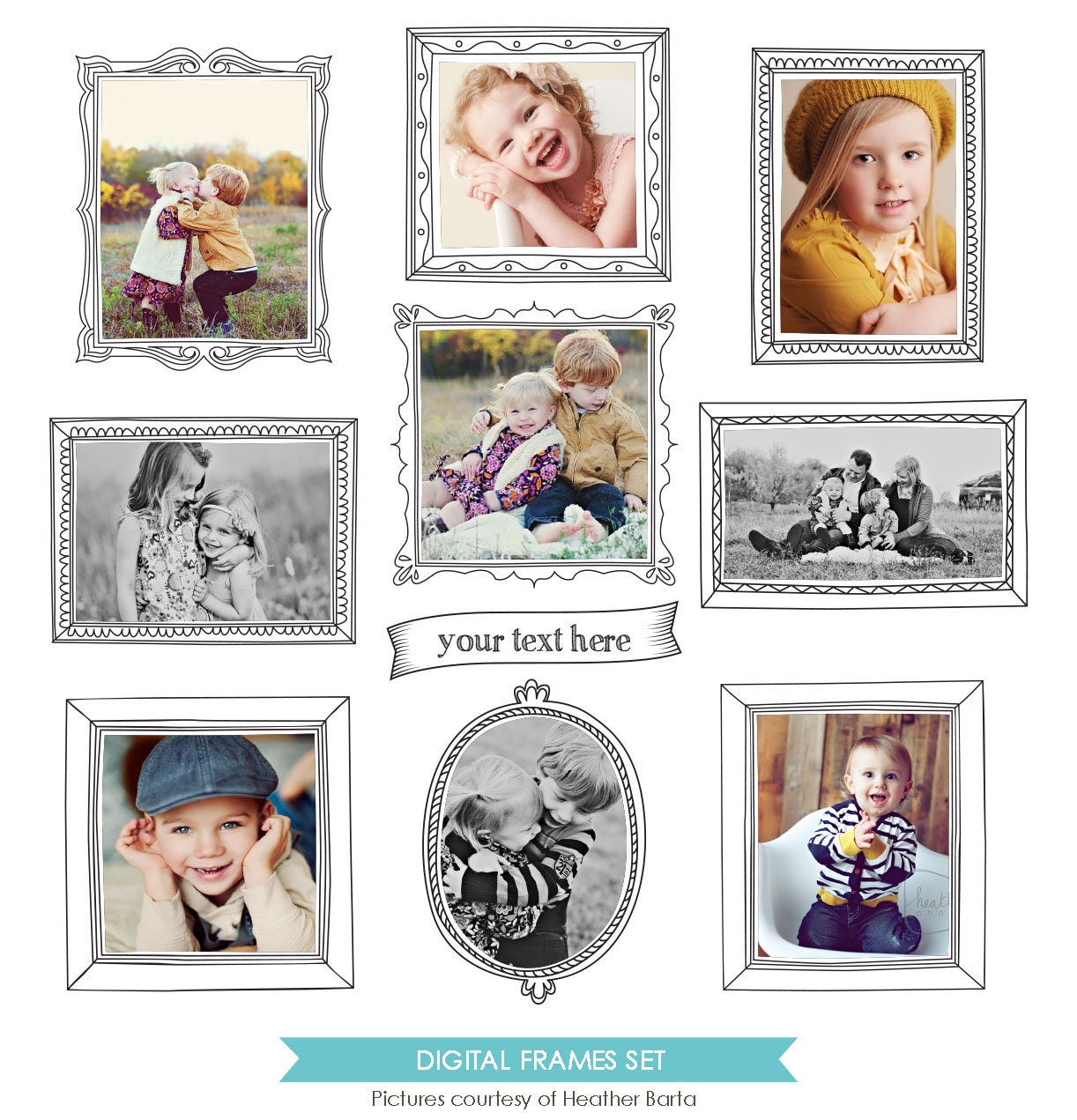 INSTANT DOWNLOAD - Digital Frames set - Magical portraits - E772