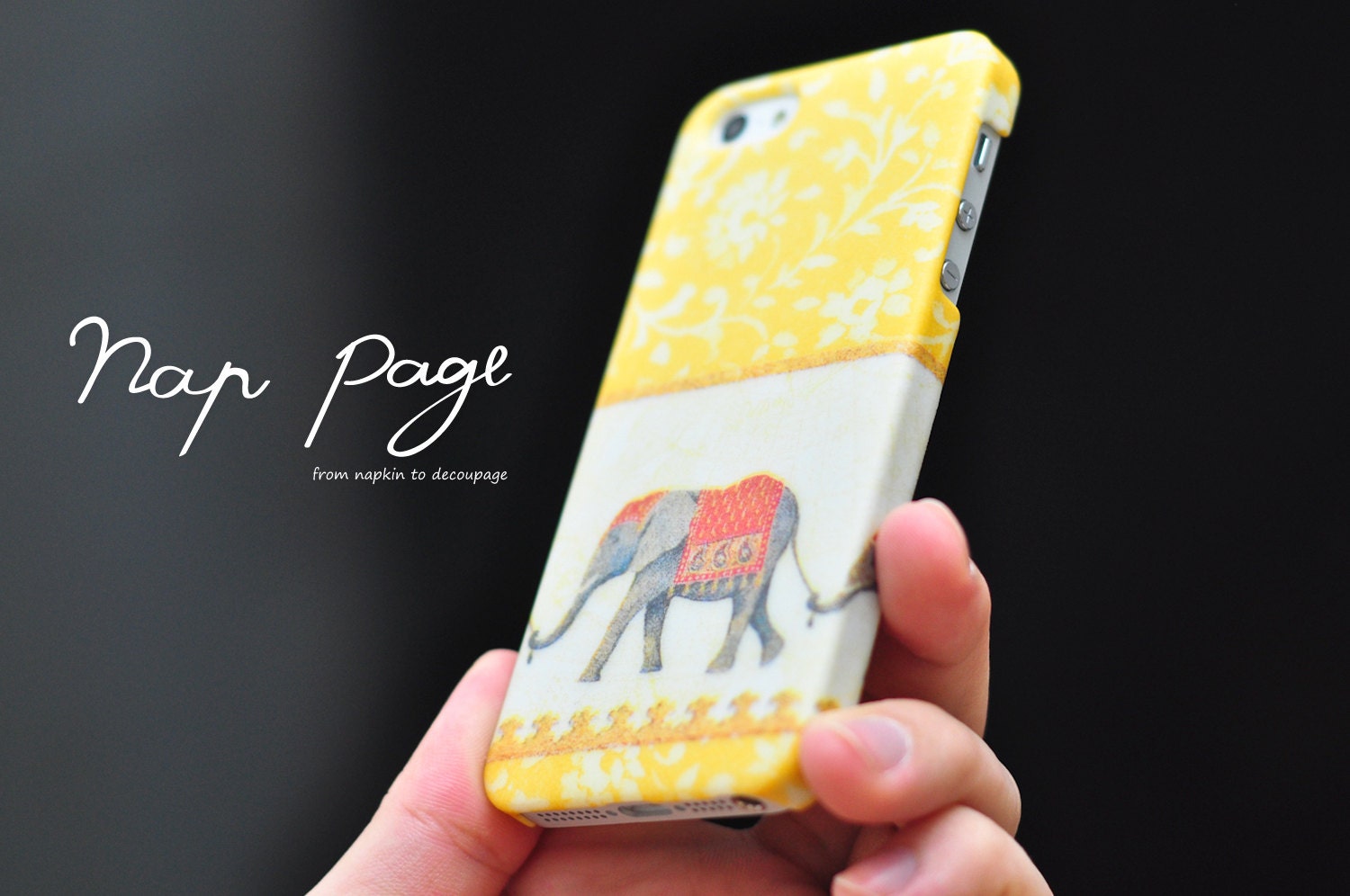Apple iphone case for iphone iphone 5 iphone 4 iphone 4s iPhone 3Gs : Vintage yellow India elephant
