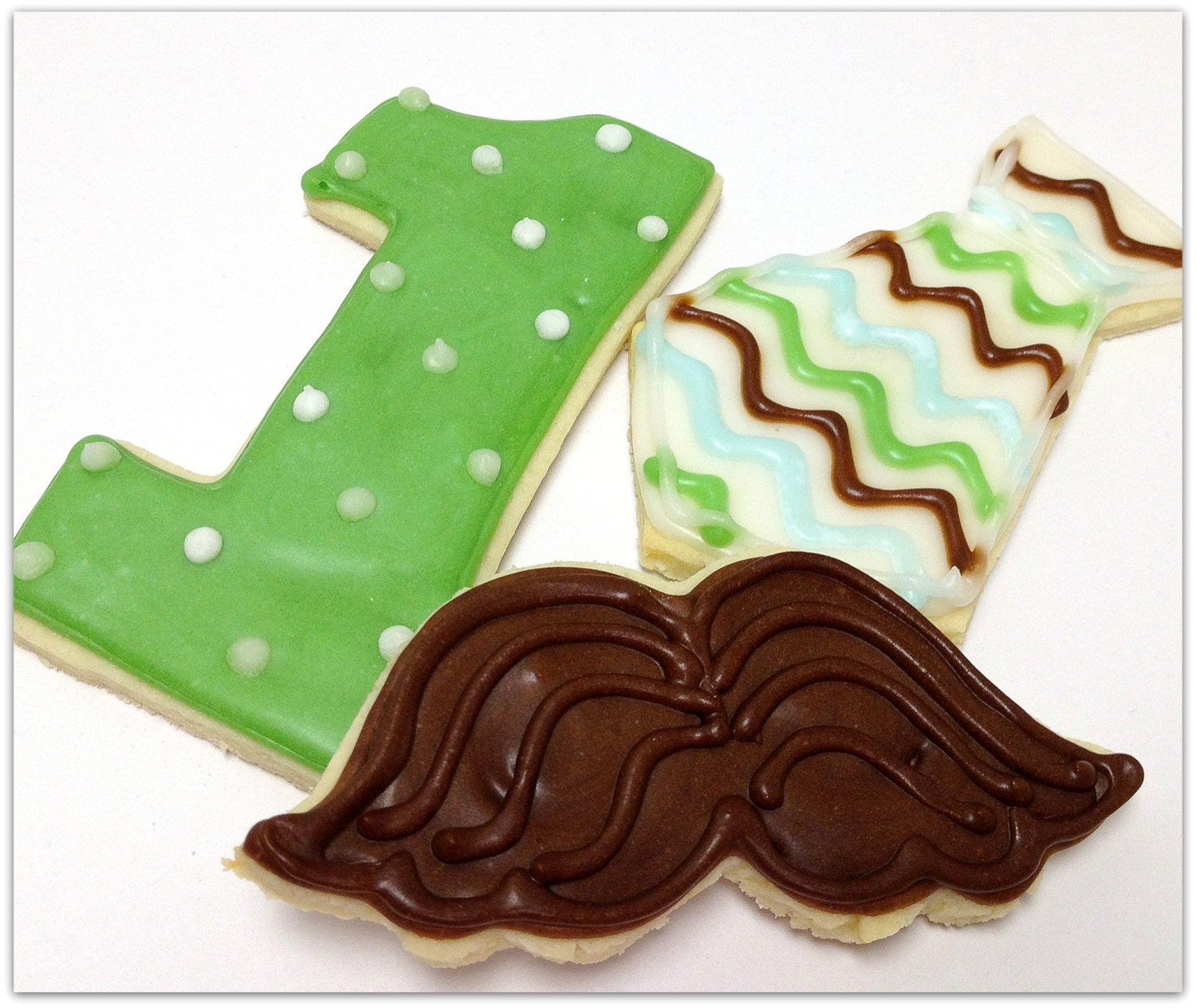 Little Man Sugar Cookie Iced Decorated Mustache Tie Cookie Custom Birthday