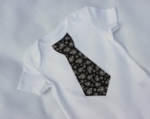 Tie onesie - Brown Paisley Tie - 3 - 6 month - Ready to Ship - Gifts under 20