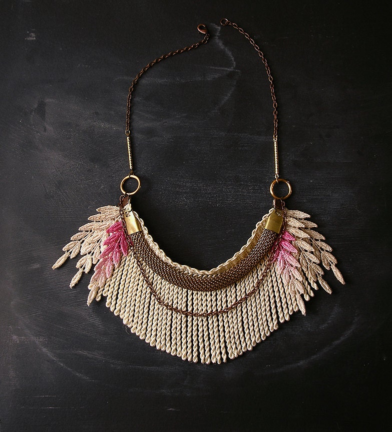 ombre fringe necklace - the no. 021- lace necklace- spring 2013