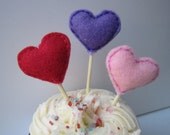 Felt Finish Heart Cupcake Topper. 9 Piece Set. Assorted Colors.