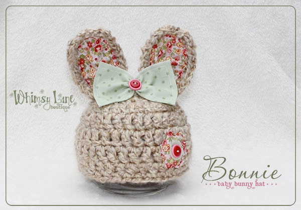 Baby Bunny Hat  - Photo Prop - Newborn Girl