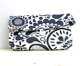 Maxi Clutch, Fold over Clutch, Navy blue and white Handbag, Spring Fashion, Cosmetic Bag, Make up Pouch, Everyday Clutch MADE TO ORDER