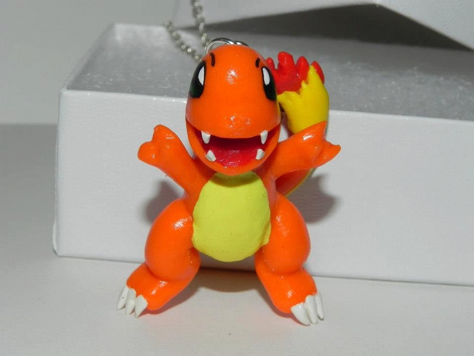 Charmander Pokemon Necklace, Hand Sculpted