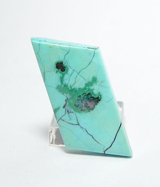 Greenish Blue Chrysocolla Metallic Cuprite Natural Stone Cabochon 30x17 mm