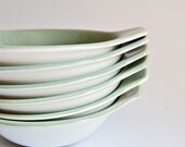 Poole 1950s Ramekins x 6 Tab Handled Celdadon Green