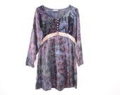 90s Witchy / Hippie / Goth Crushed Velvet Mini Dress