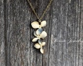 Orchid Necklace in Gold - Bridal Party - Gold Flower Necklace - Cascading Flowers - Bridesmaid Necklace