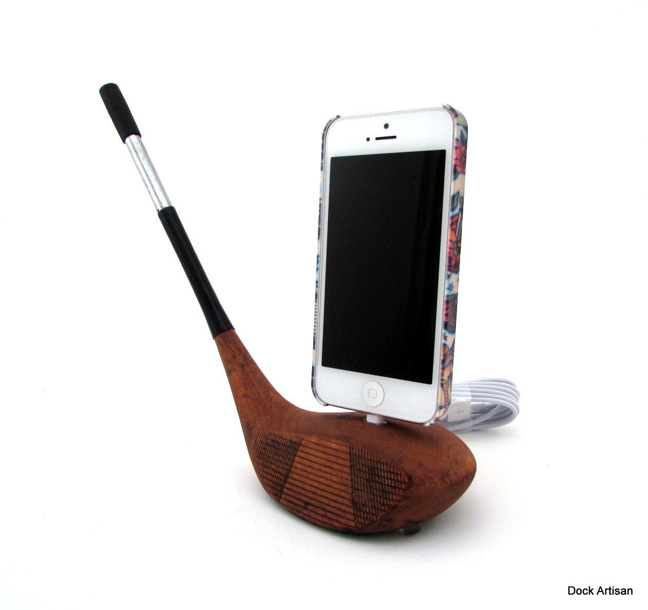 Vintage Wooden Golf Club iPhone 5 Dock