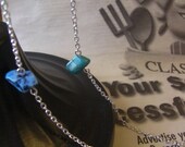 Long Blue Stone Necklace, Asymetrical, Howlite Beads, Turquoise Color, Teal, Cobalt, Modern, Artistic Sparkle Handcrafted Jewelry, OOAK