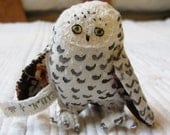 Tiny Snowy Owl Soft Sculpture - Choose ONE - hand painted & hand embroidered