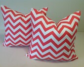 CORAL  pillow  set  .16x16 inch zig zag   decorative pillow cover  printed fabric on both sides chevron .  PILLOW SET