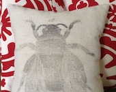 Vintage French flour sack inspired bee throw pillow 8X11