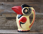 Rare Ditmar Urbach Czechoslovakia Art Deco Pottery Toucan pitcher